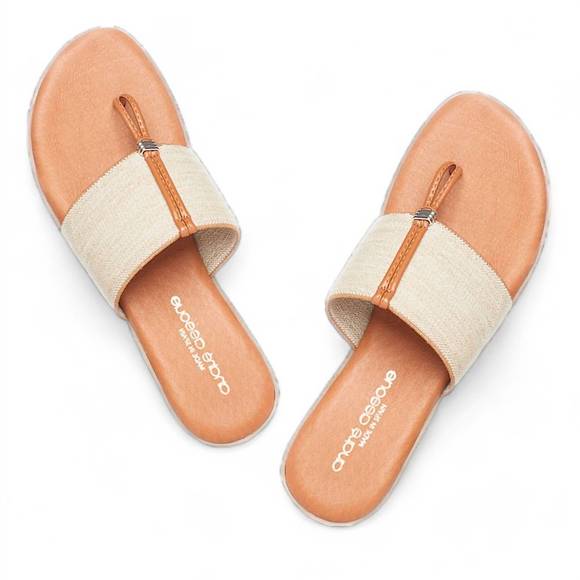 NEW ANDRE ASSOUS women's nice sandal in beige linen - Picture 1 of 4